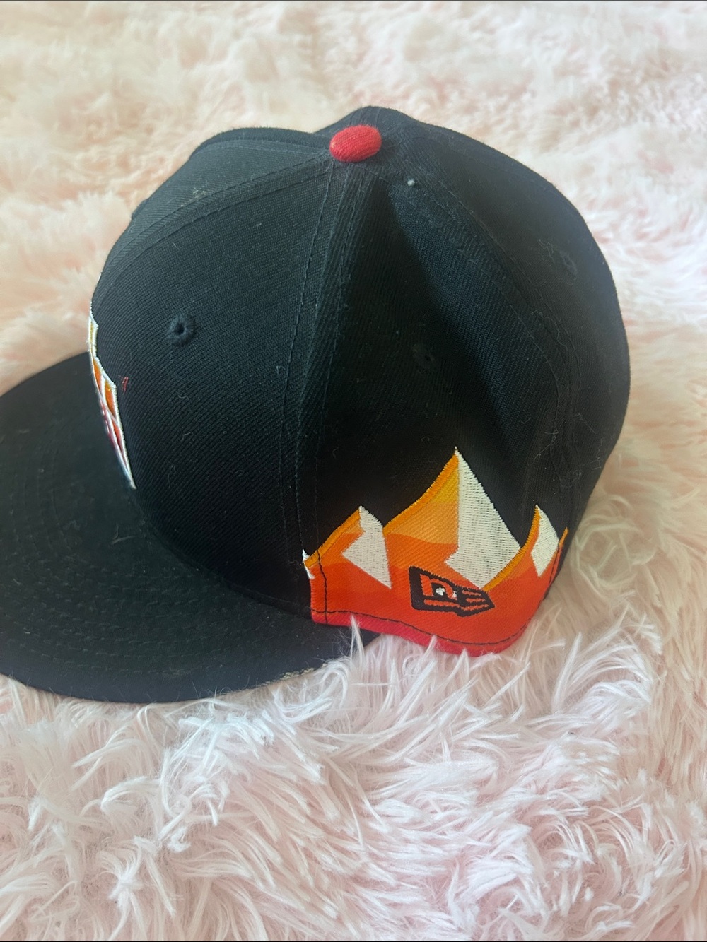Black Utah Jazz Cap with Orange Gradient Basketball Patch - Picture 4 of 6